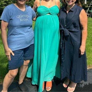 Maternity dress blue with tie straps